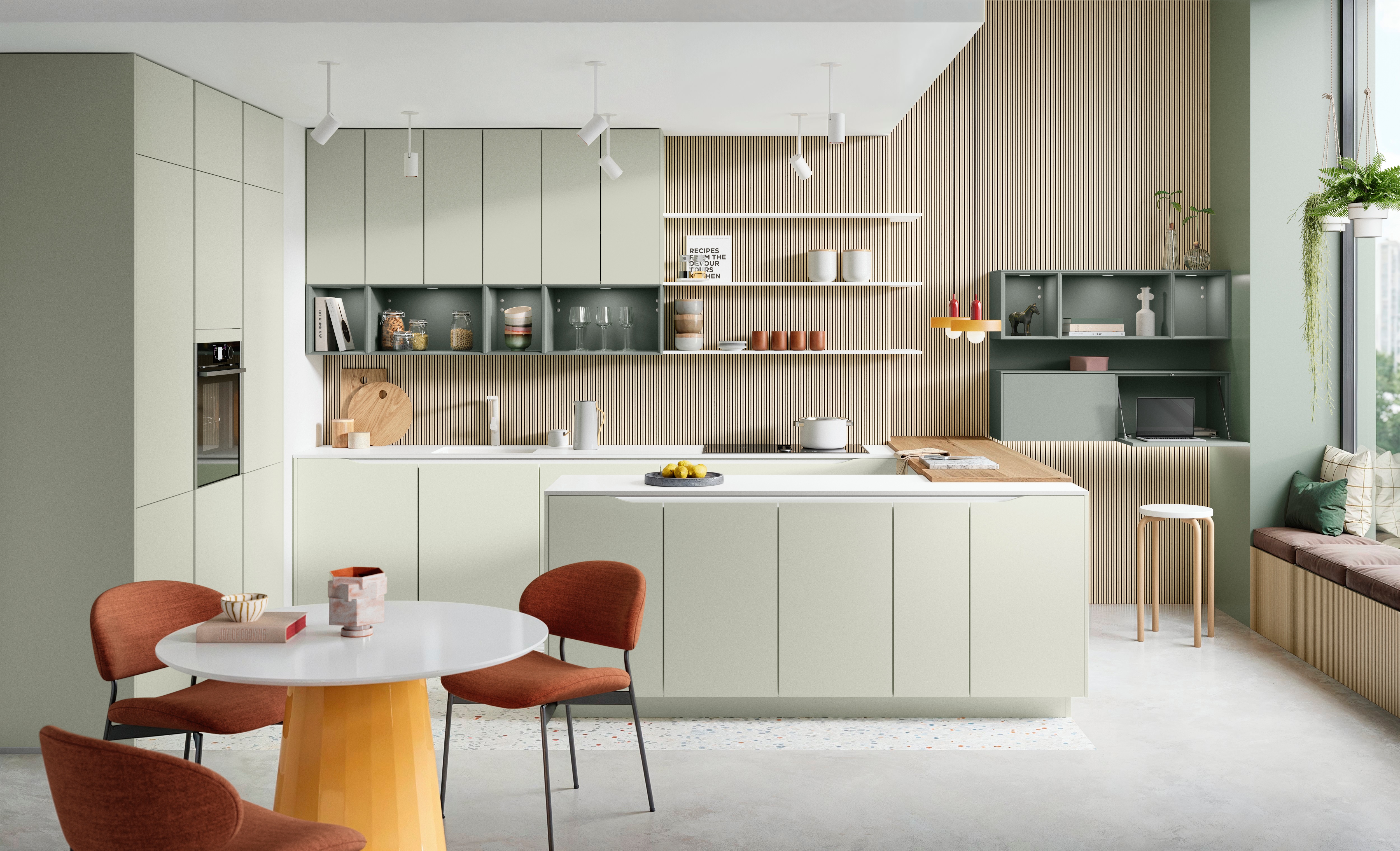 NOBILIA Jadegrün Hauptschuss mit Neff Geräten