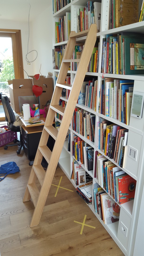 Bücherregal mit Leiter. 
